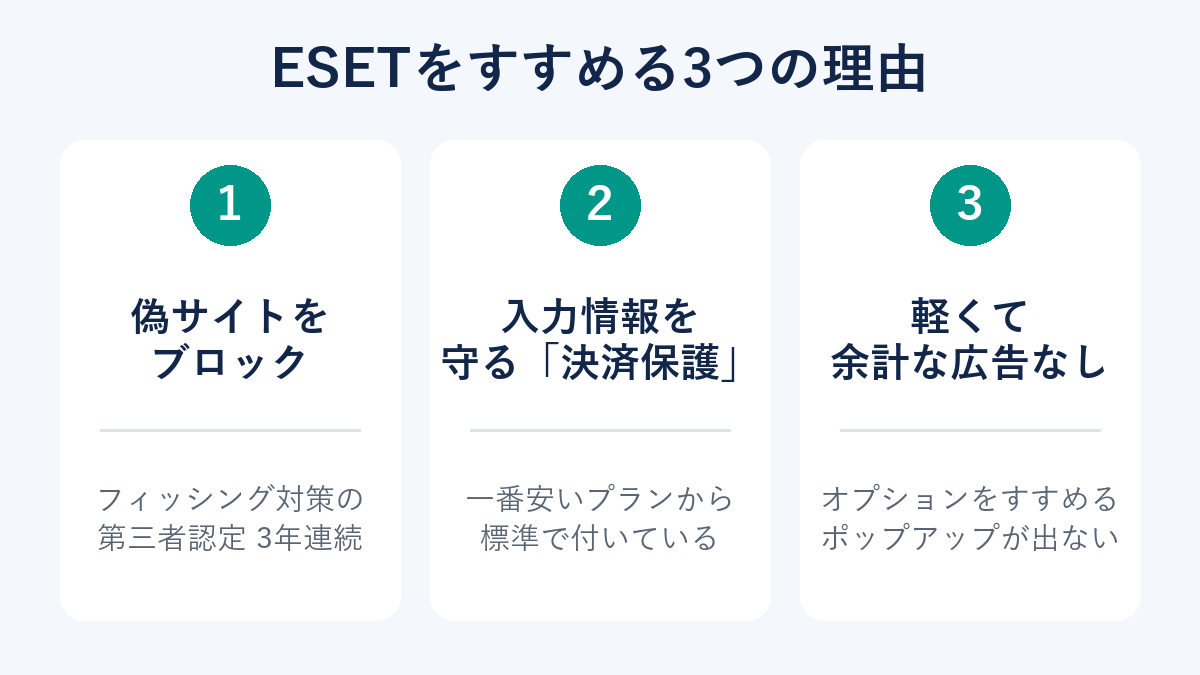 ESETをすすめる3つの理由